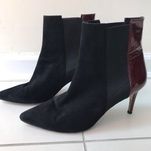 COLOR BLOCK SUEDE PATENT LEATHER ANKLE BOOTS SZ 41